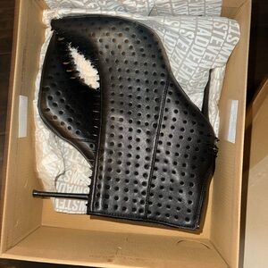 Steve Madden Black Perforated Ankle Boots